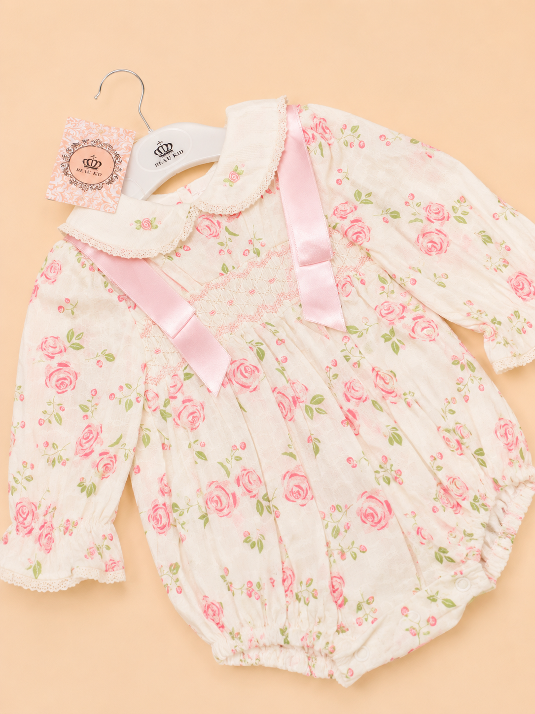 Pink Rose Smocked Romper