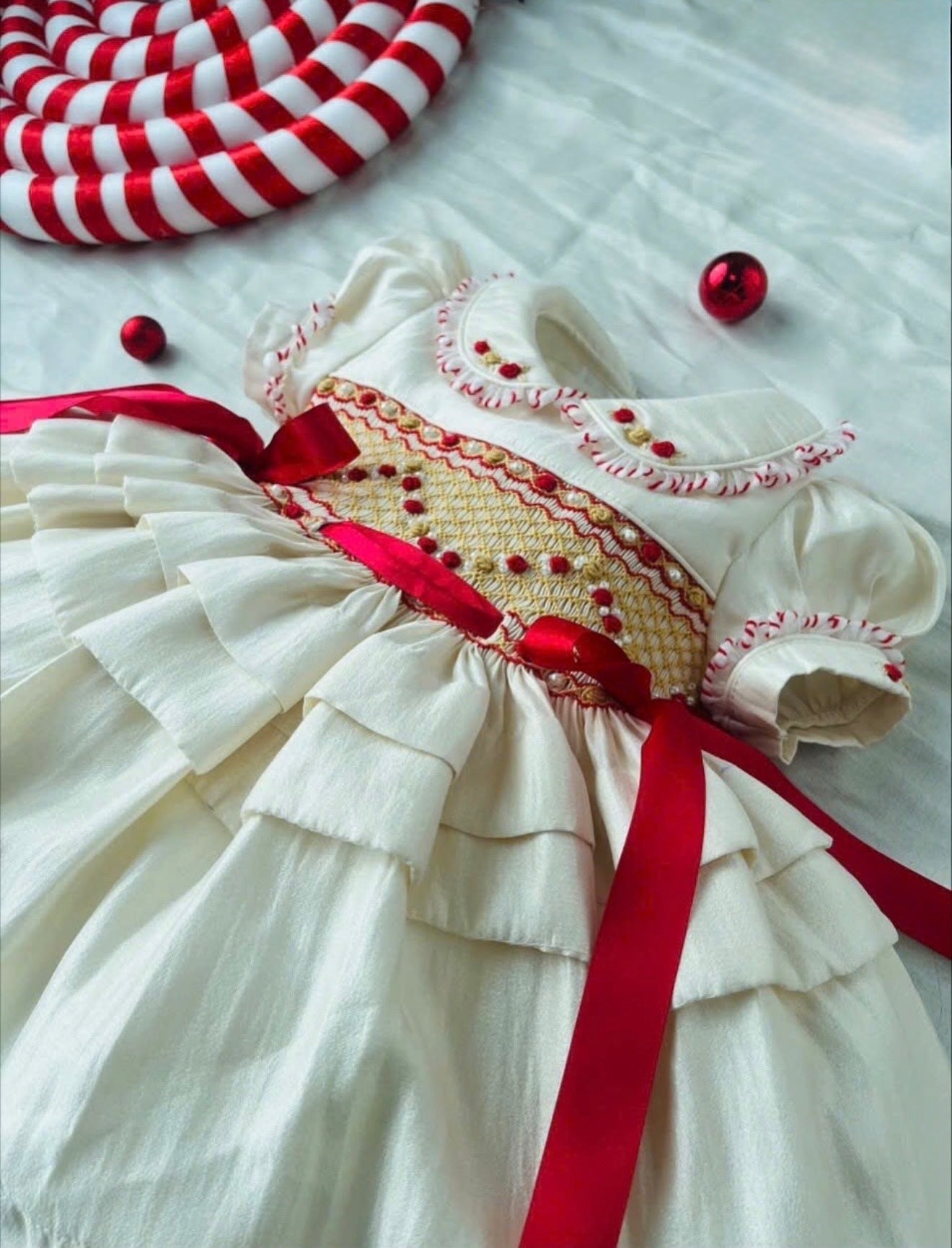 PRE ORDER|| Candy Cane Christmas Smock Dress