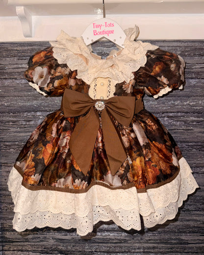 🍂 Autumn Floral Vintage Dress