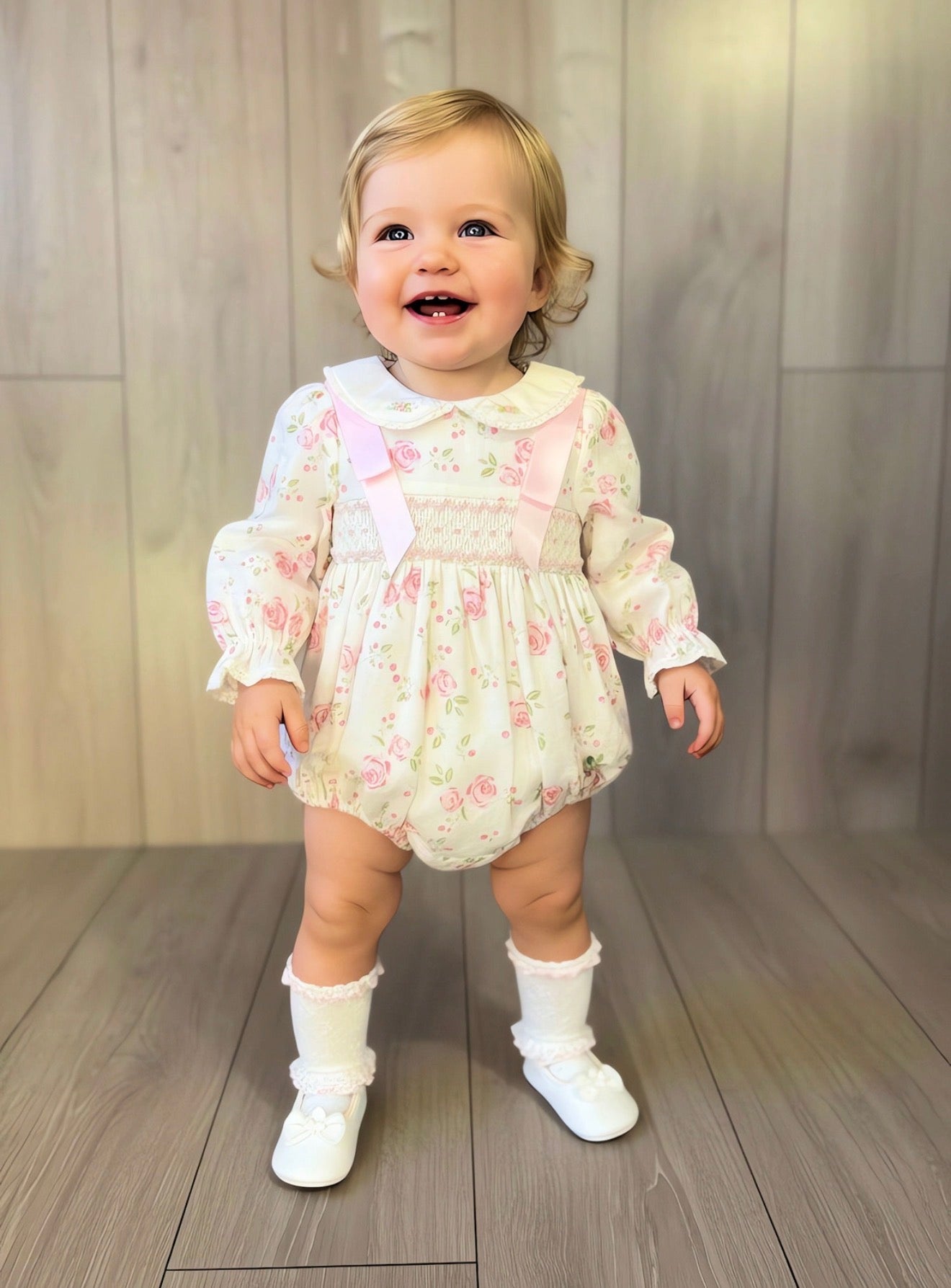 Pink Rose Smocked Romper