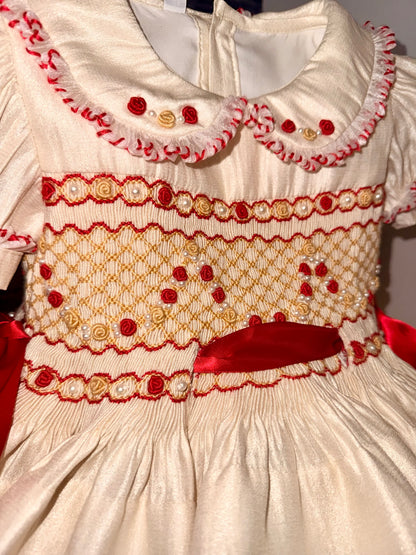 Candy Cane Christmas Smock Dress