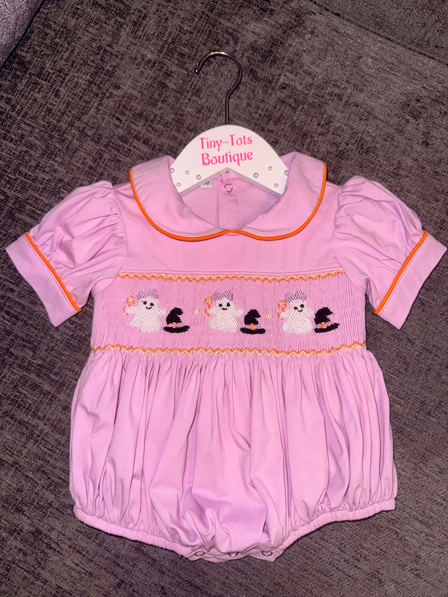 Lilac Boo Bubble Smocked Romper