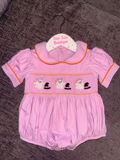 Lilac Boo Bubble Smocked Romper
