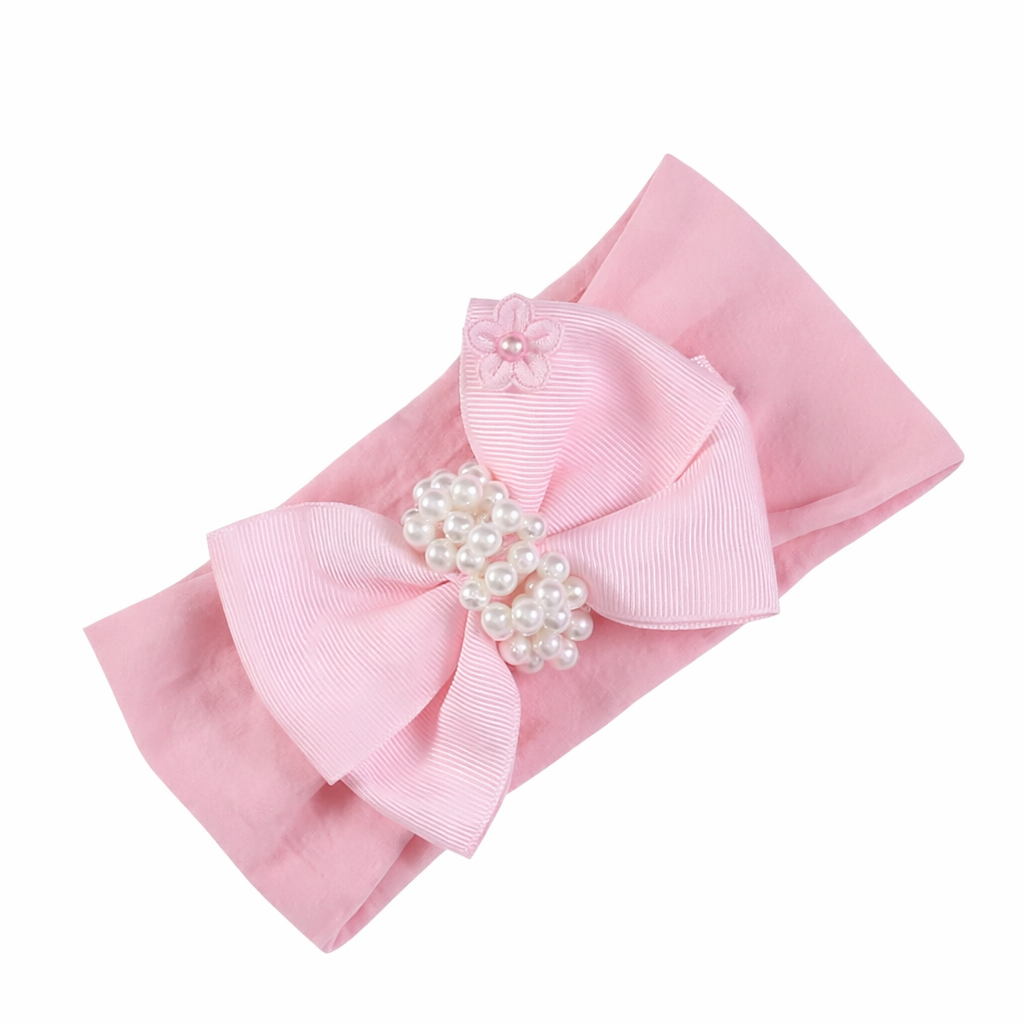 Pink Pearl Bow Baby Headband