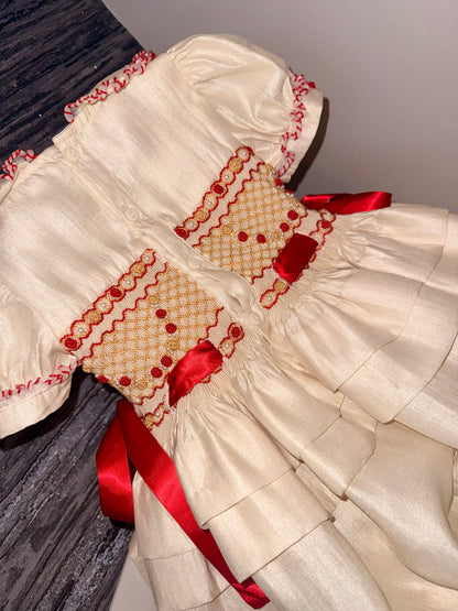 Candy Cane Christmas Smock Dress