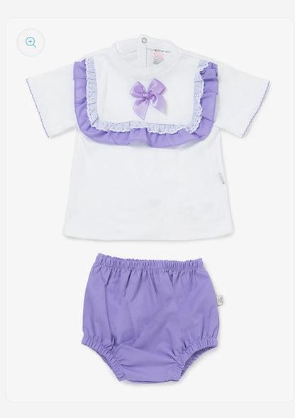 💜 Lilac Bow Bloomers Set 💜 | Baby Girl 2 Piece Summer Outfit