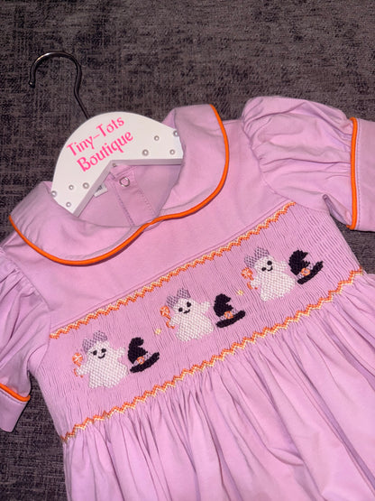 Lilac Boo Bubble Smocked Romper