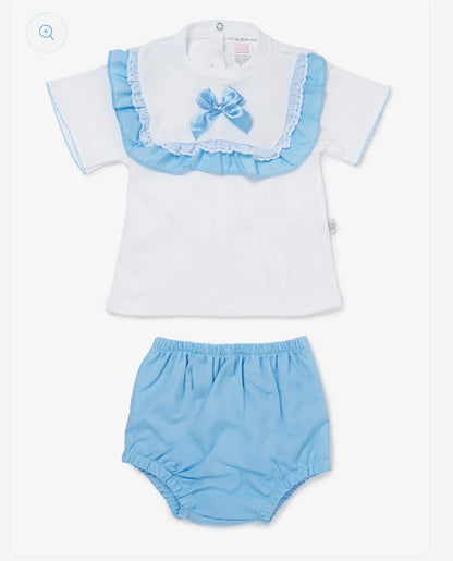 🩵Baby Blue Bow Bloomers Set 🩵| Baby Girl 2 Piece Summer Outfit