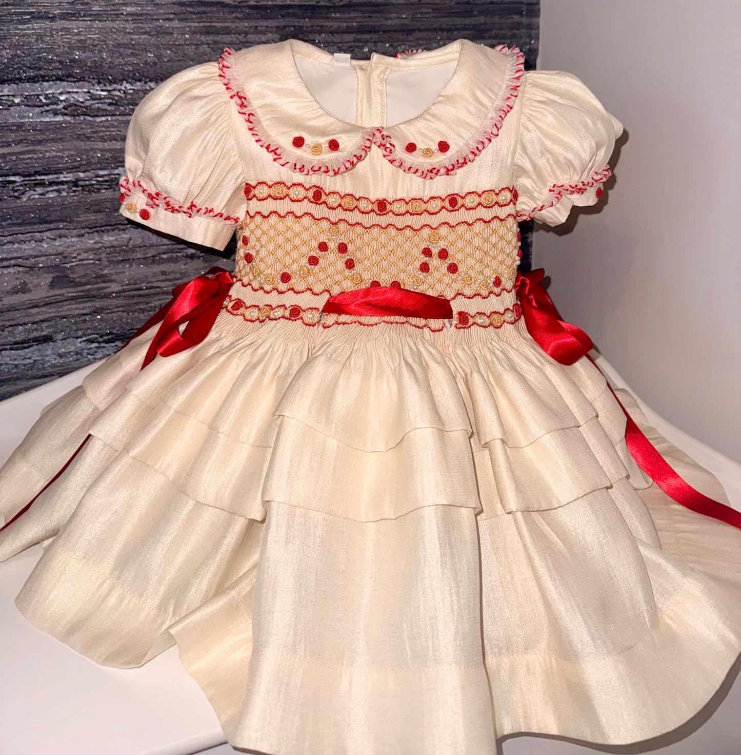 Candy Cane Christmas Smock Dress