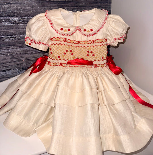 Candy Cane Christmas Smock Dress