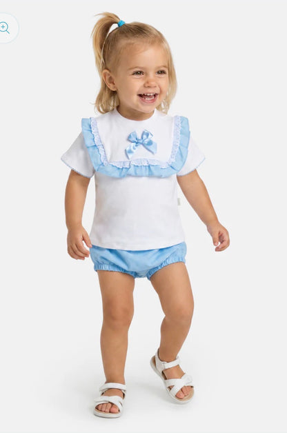 🩵Baby Blue Bow Bloomers Set 🩵| Baby Girl 2 Piece Summer Outfit