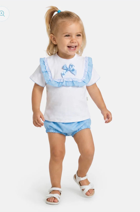 🩵Baby Blue Bow Bloomers Set 🩵| Baby Girl 2 Piece Summer Outfit