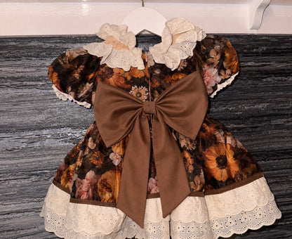 🍂 Autumn Floral Vintage Dress