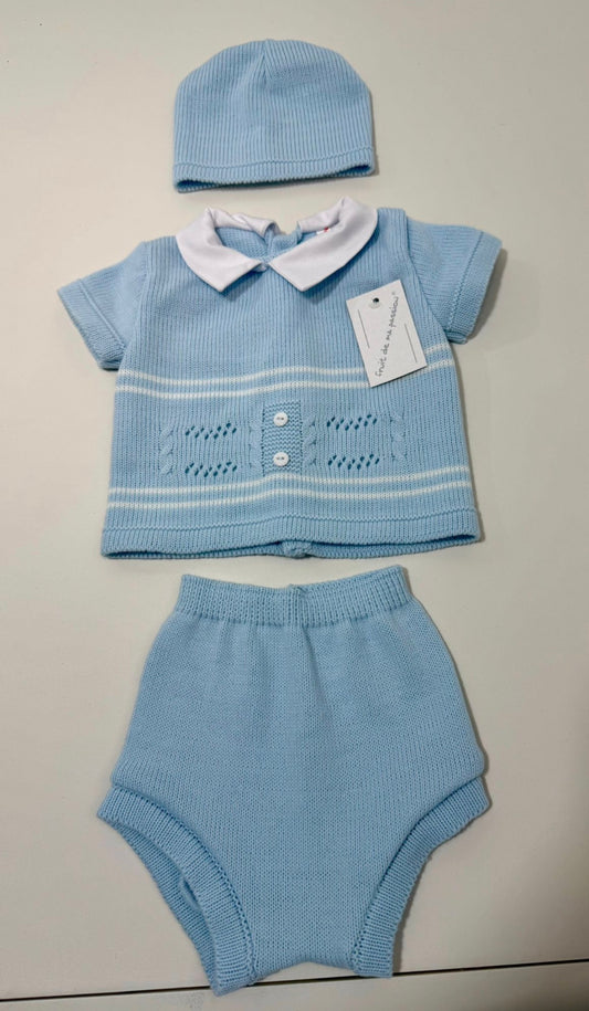 Baby Blue Knitted 3 Piece Set