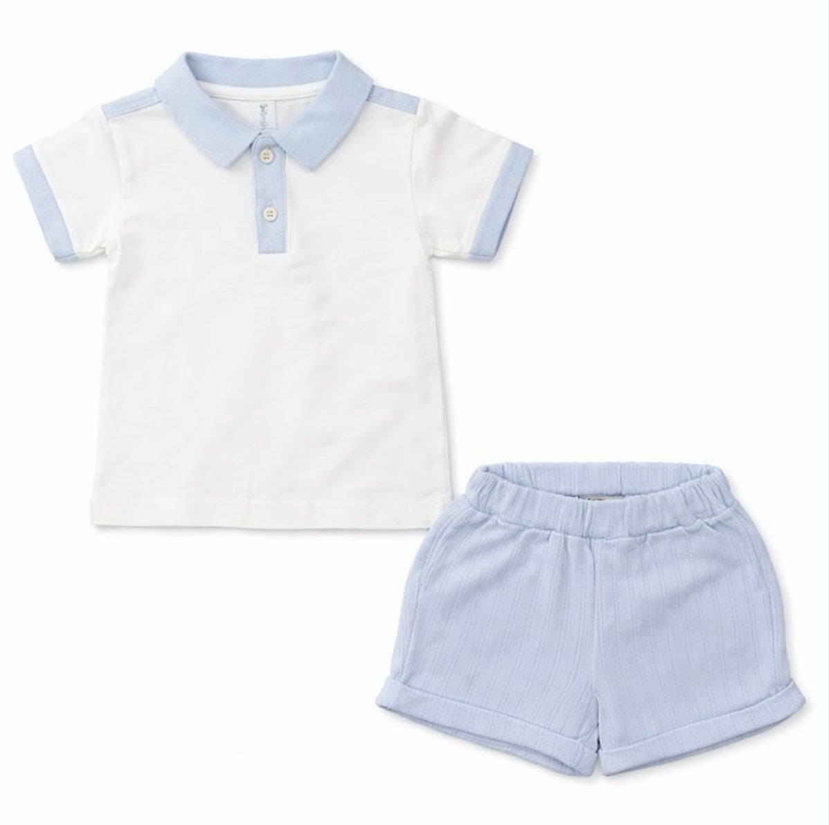💙 Blue Polo Shorts Set – Baby Boy 2 Piece Outfit