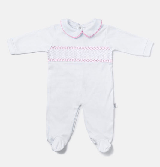 Pink Smocked Baby Grow