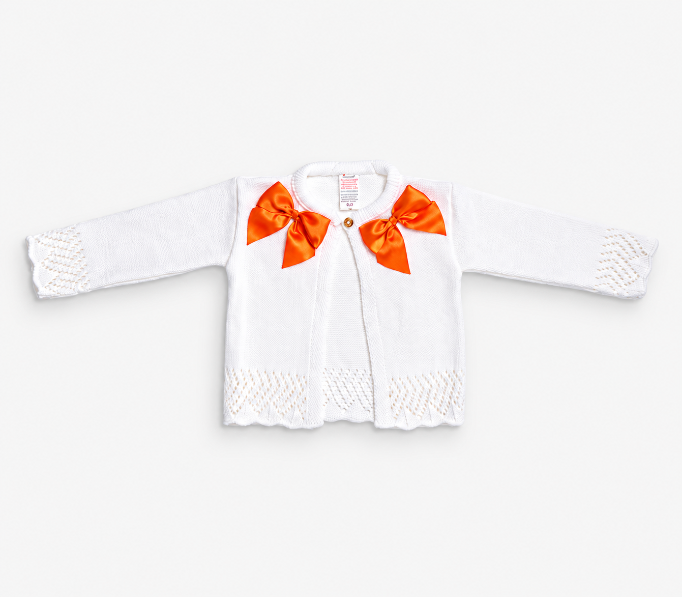 Orange Luxury Knitted Cardigan With Satin Bows