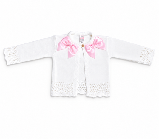 Pink Luxury Cardigan With Satin Bows