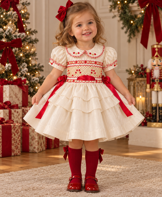 Candy Cane Christmas Smock Dress