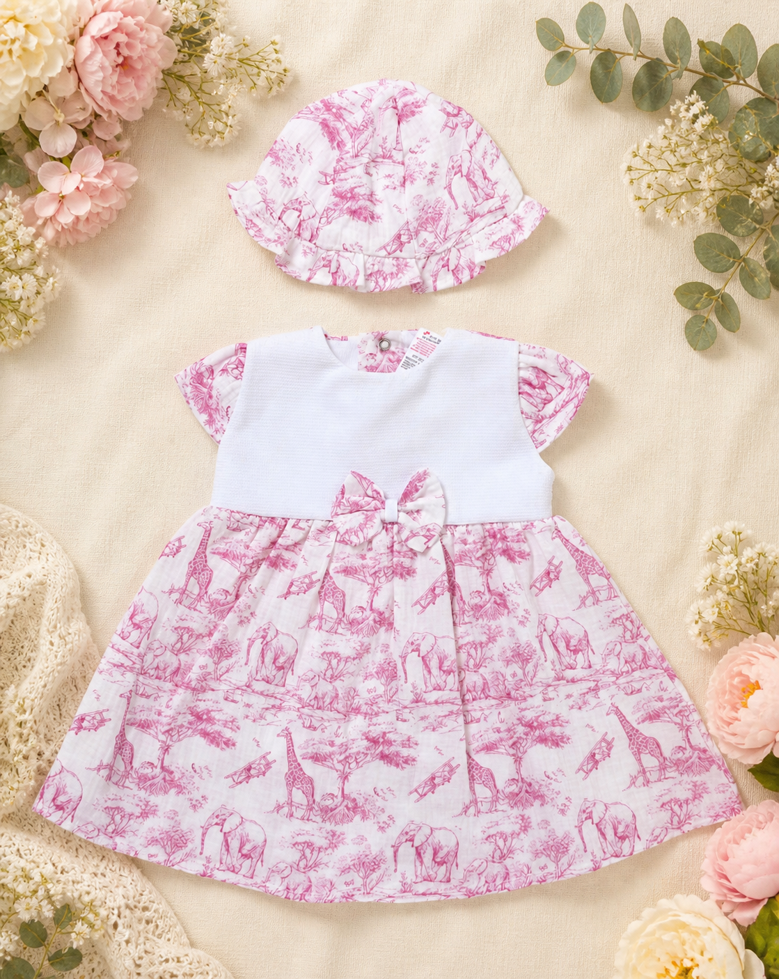 Blush Safari Bow Dress & Hat Set
