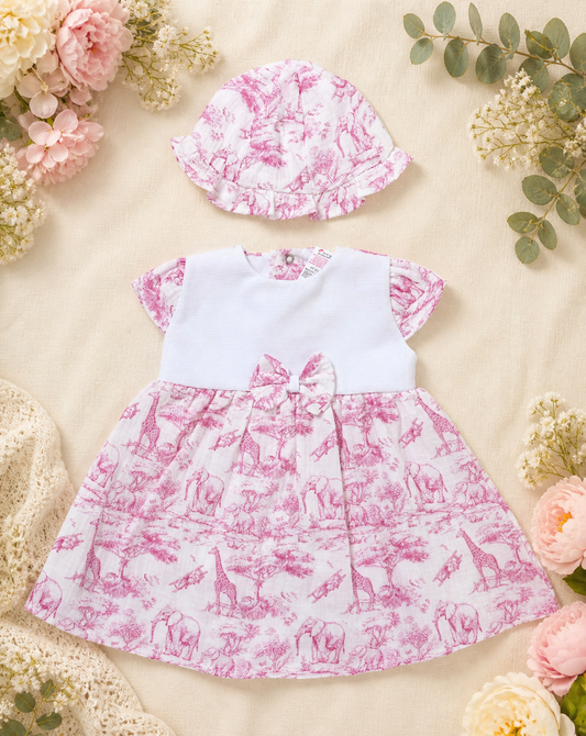 Blush Safari Bow Dress & Hat Set