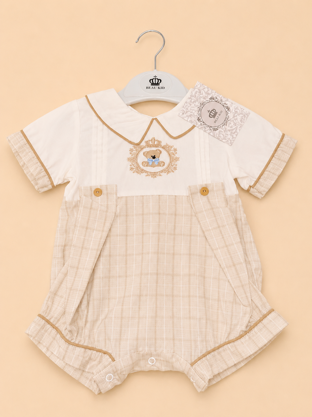 Beige Teddy Embroidered Romper