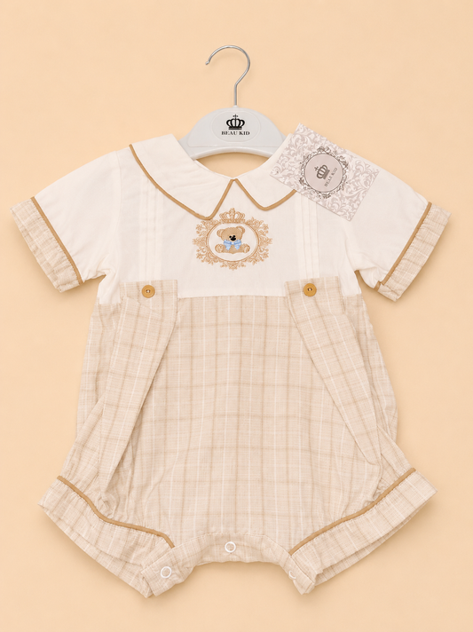 Beige Teddy Embroidered Romper