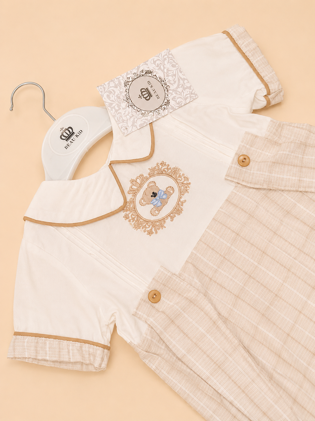 Beige Teddy Embroidered Romper